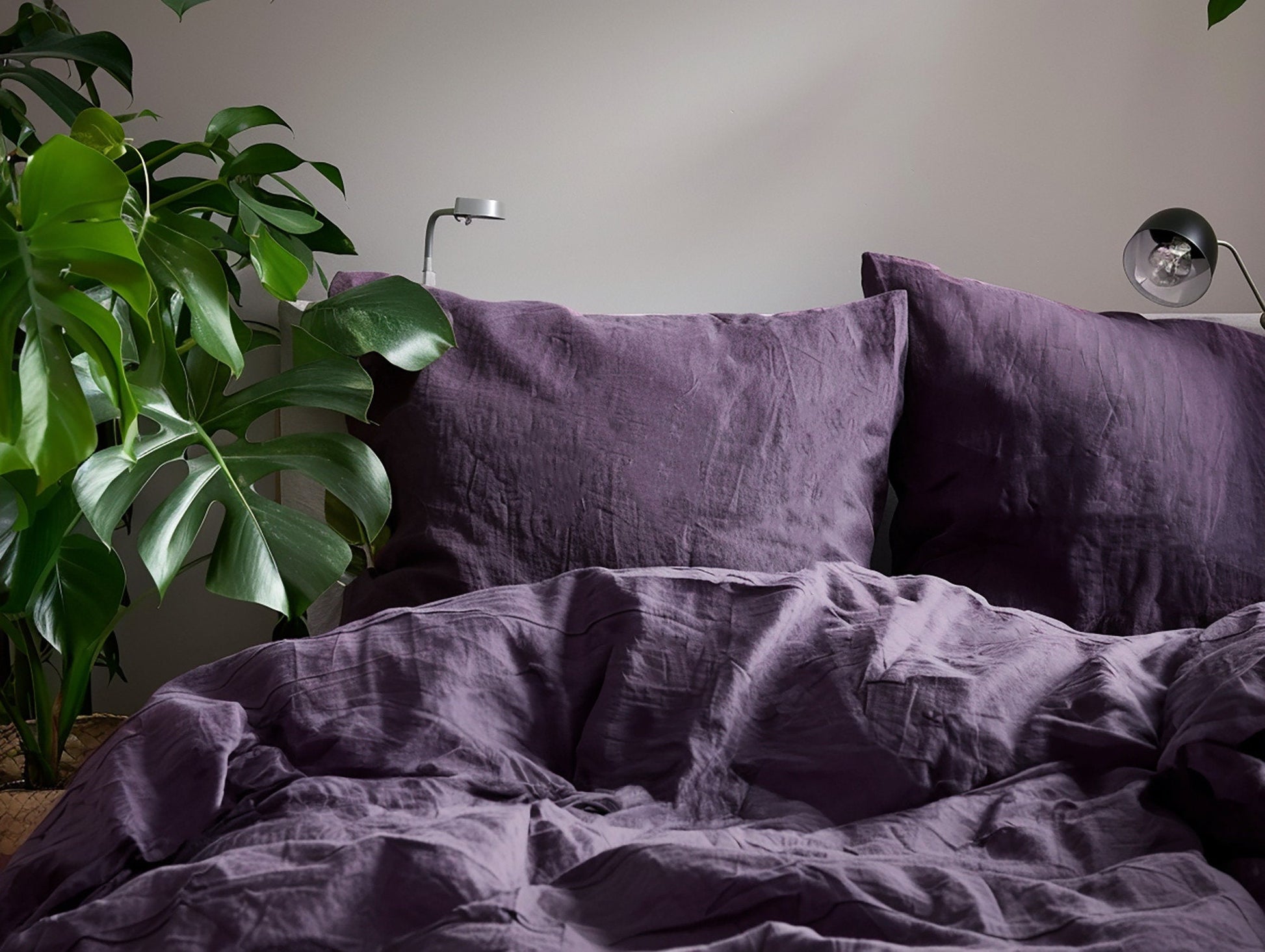 Amethyst linen pillowcase natural softened washed linen pillow covers Stonewashed thermoregulating Standard King Queen Square size