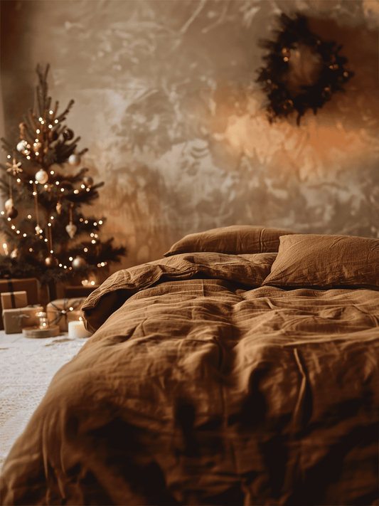 Christmas cinnamon linen pillowcase