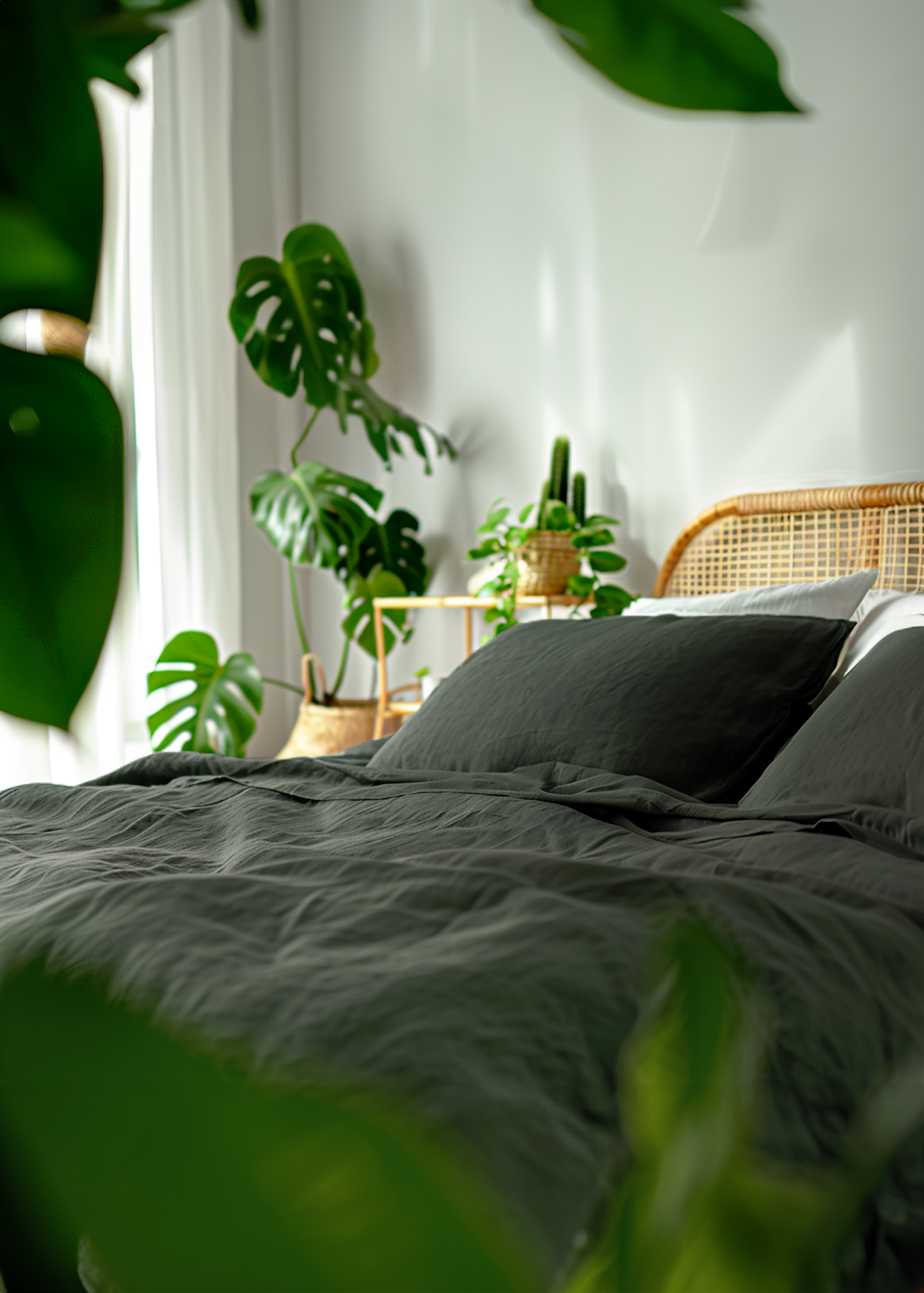 Dark green coverlet