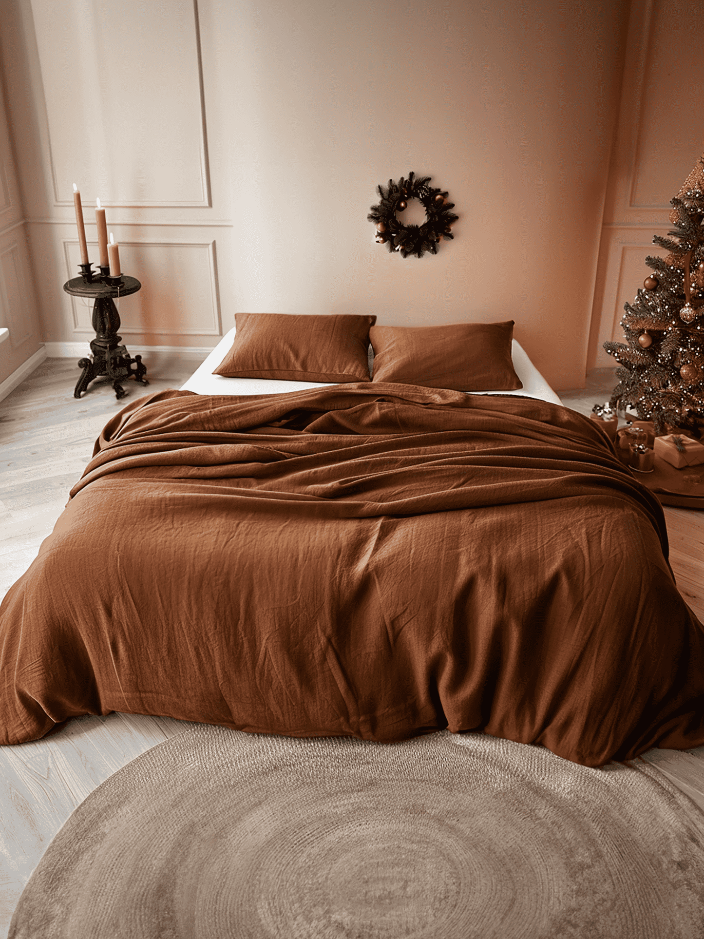 Housse de couette en lin cannelle de Noël