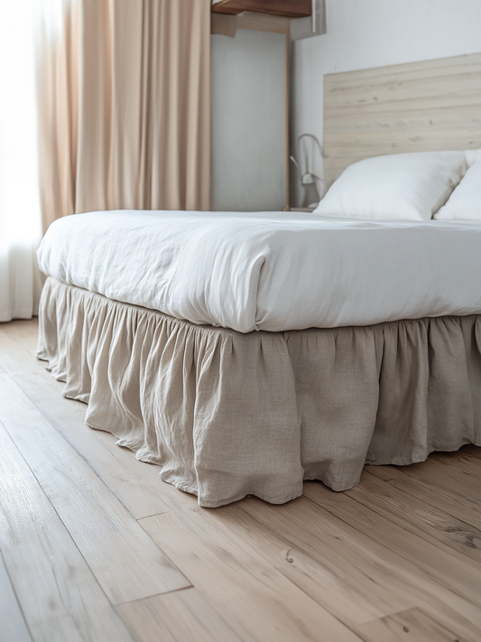 Natural ruffled bed skirt