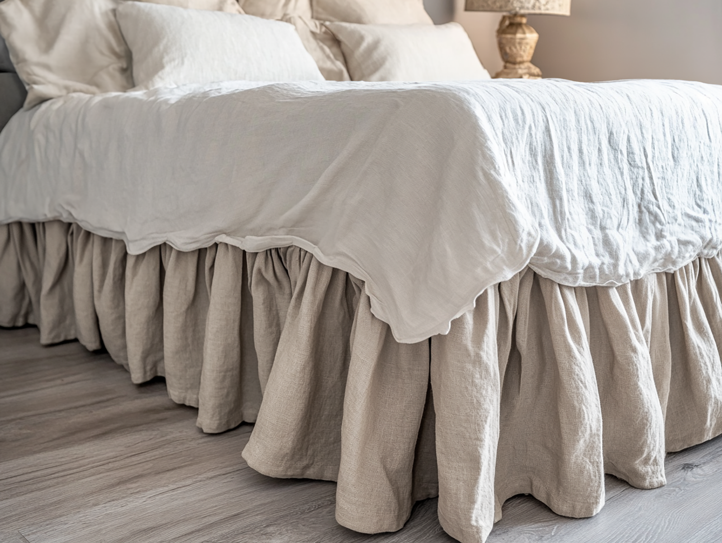 Natural ruffled bed skirt