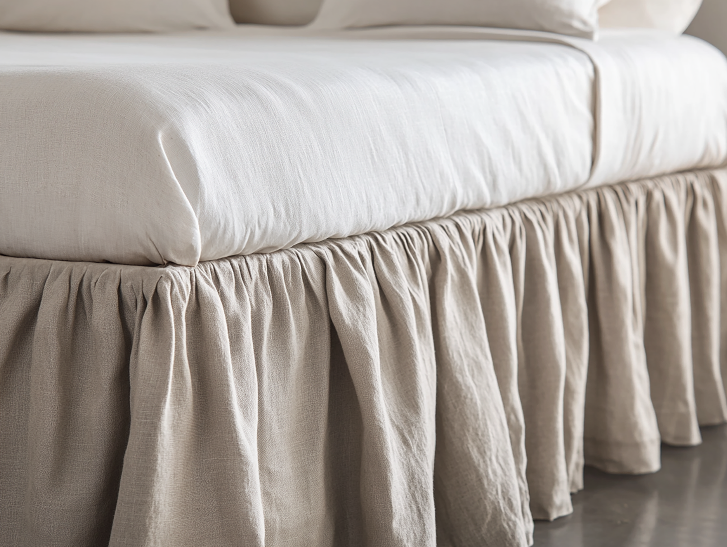 Natural ruffled bed skirt