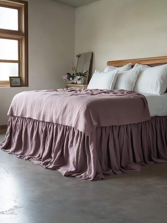 Orchid ruffled bed skirt