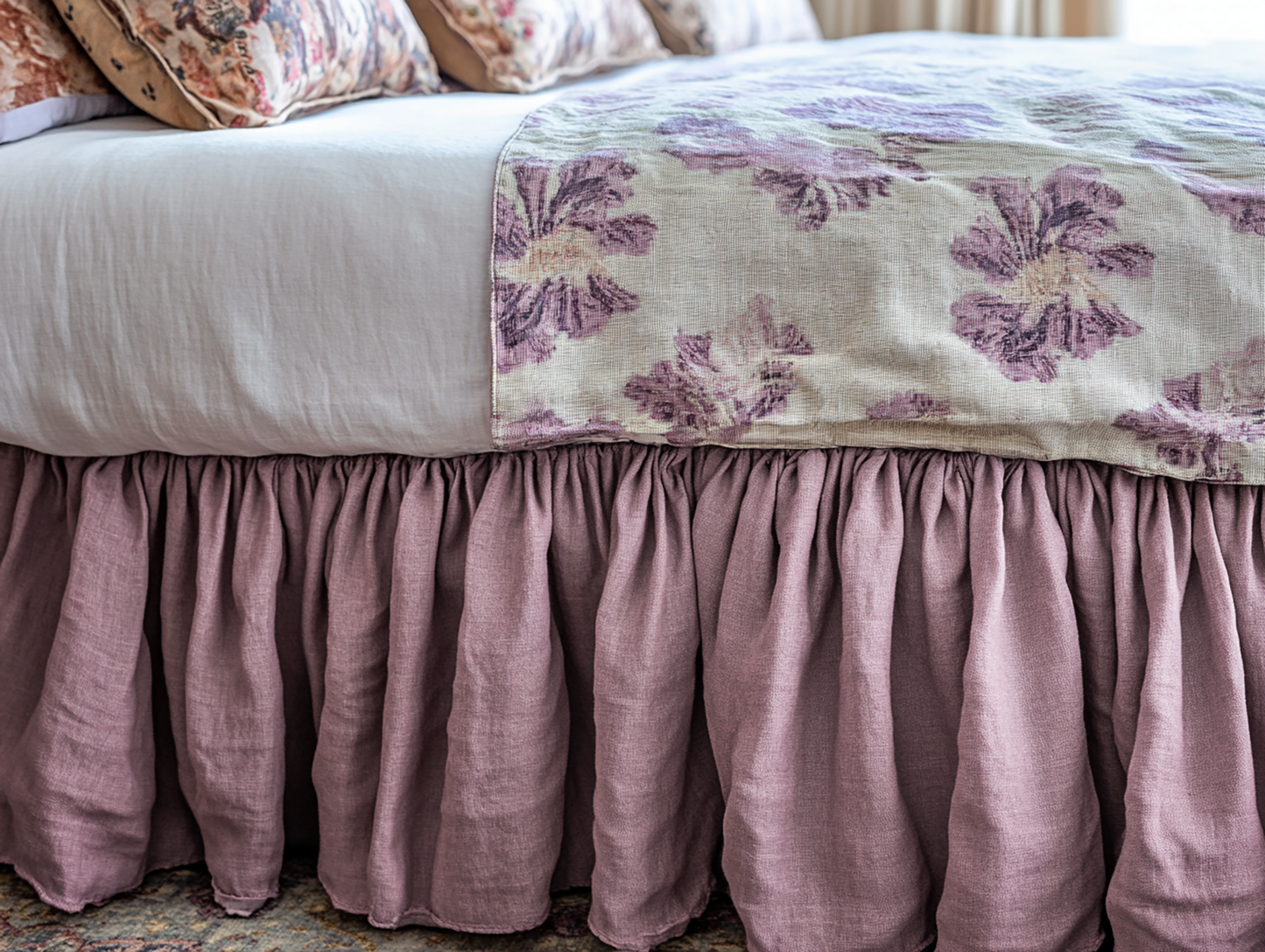 Orchid ruffled bed skirt