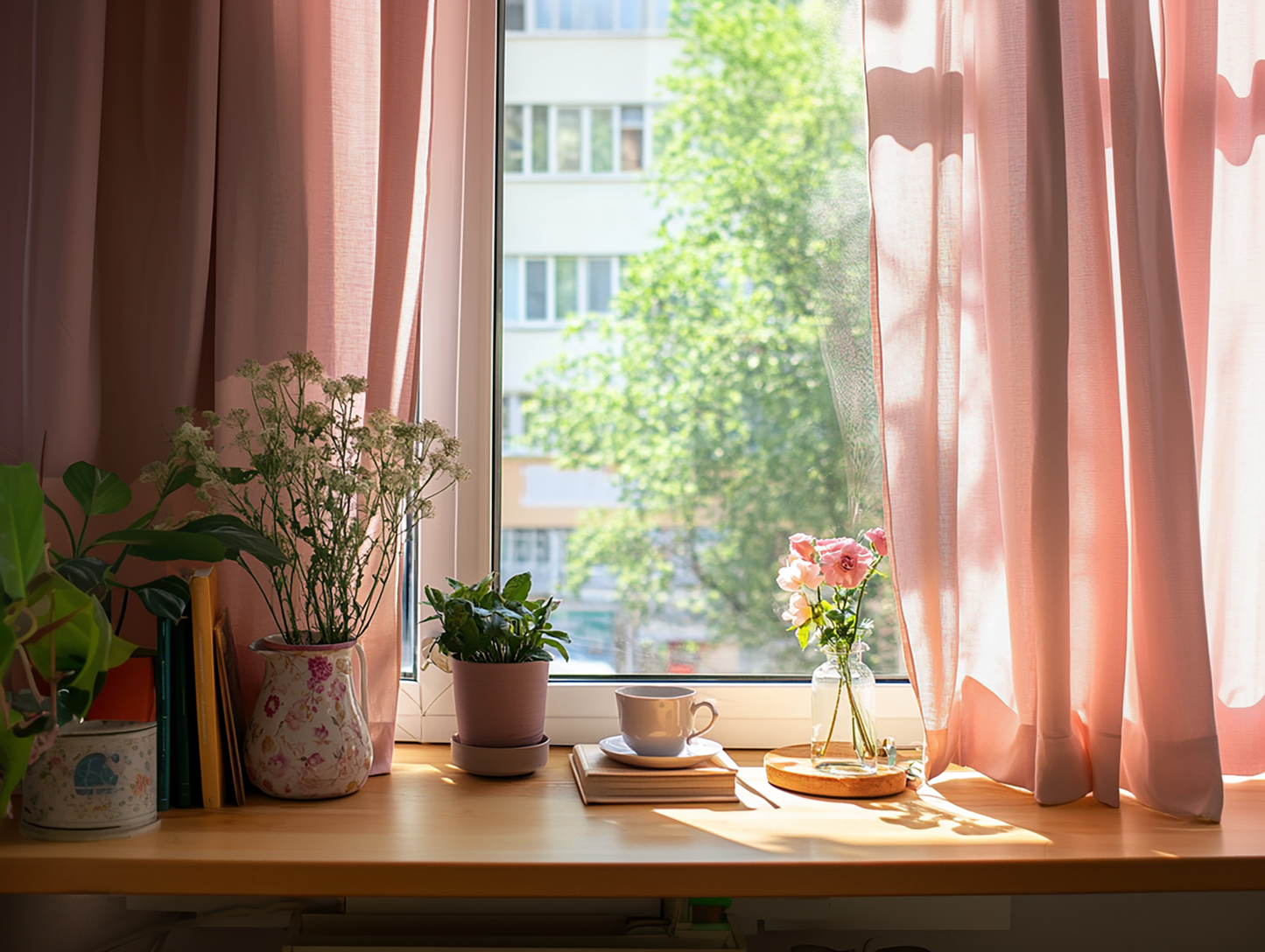 Peach curtains