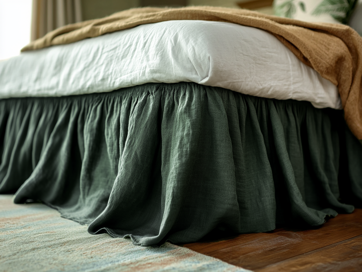 Pine ruffled bed skirt