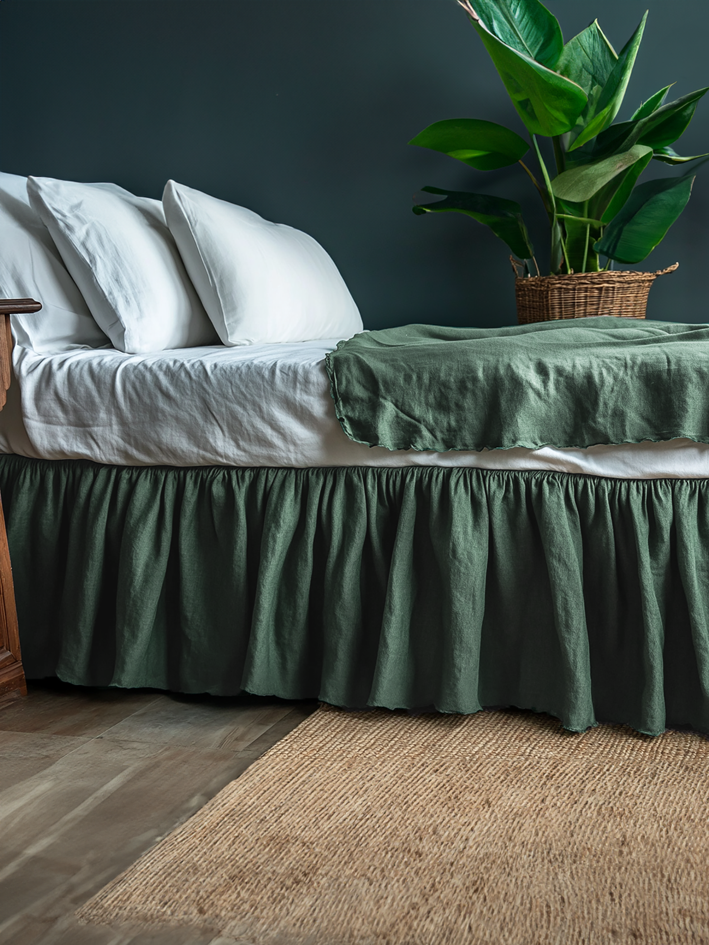 Pine ruffled bed skirt