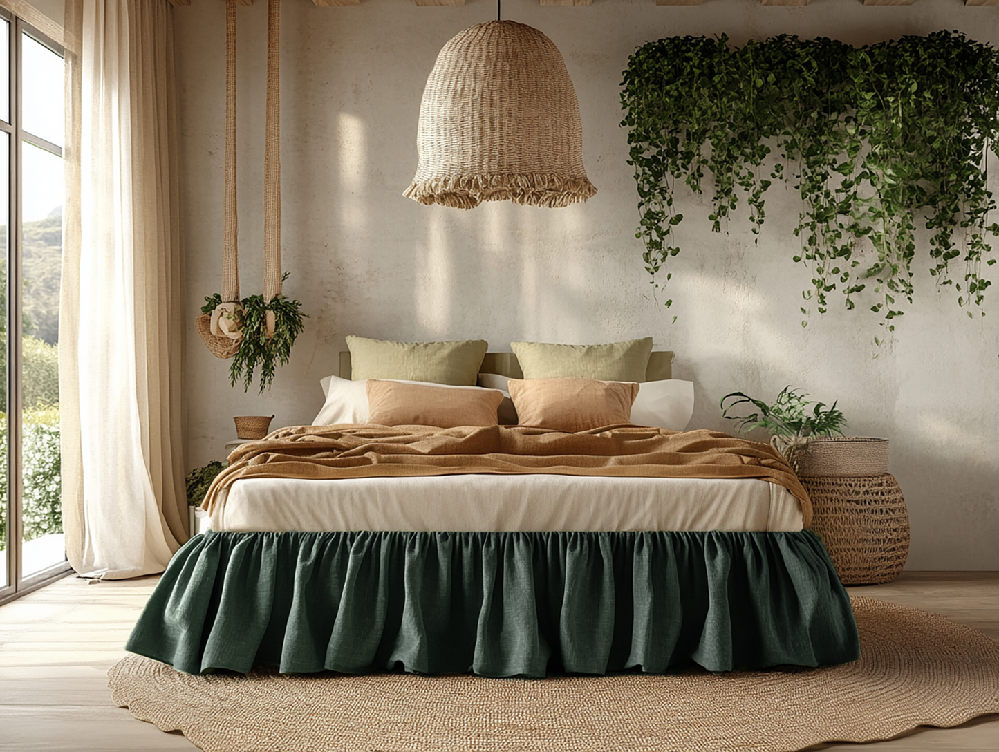 Pine ruffled bed skirt