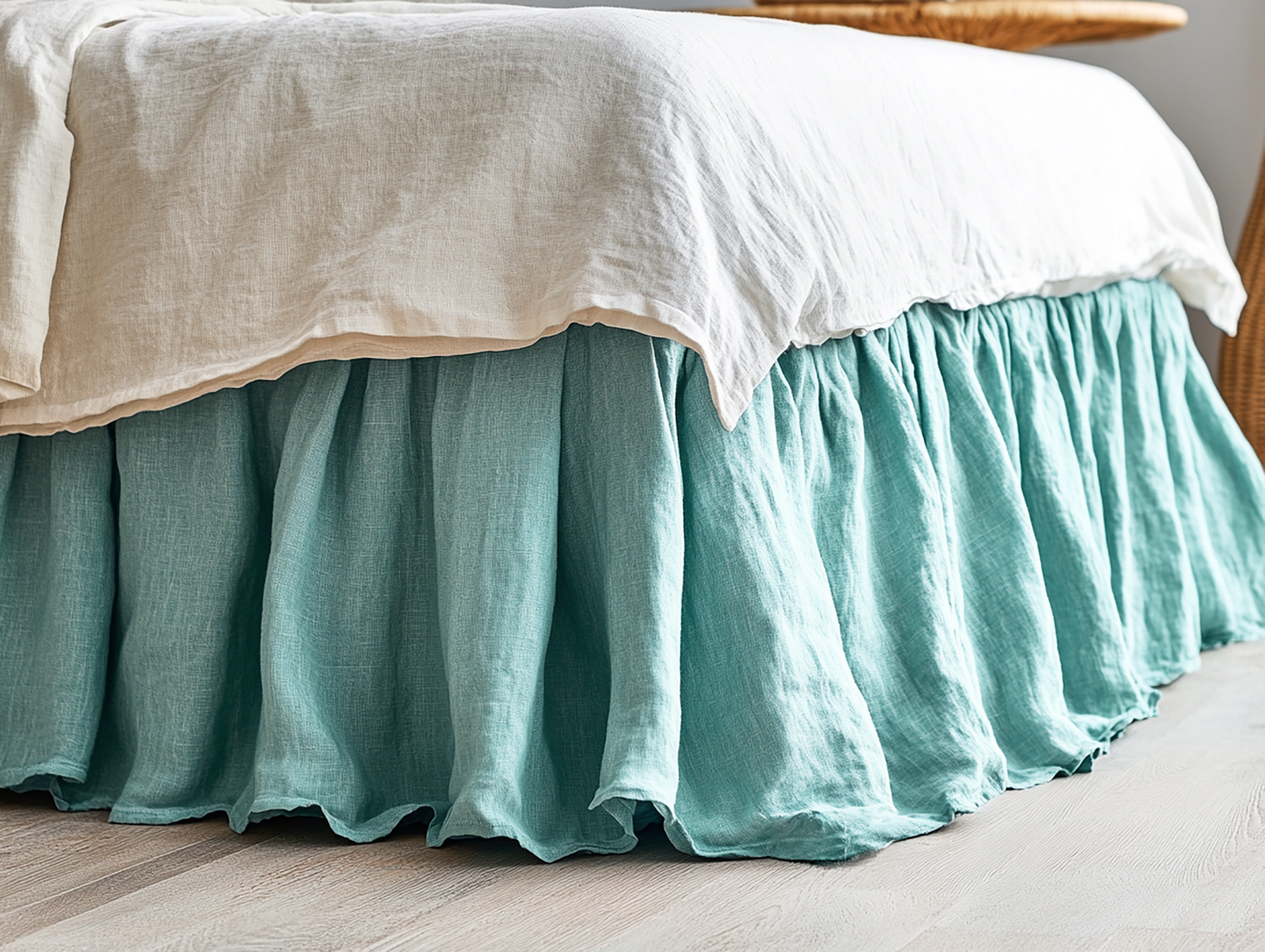 Sea ruffled bed skirt