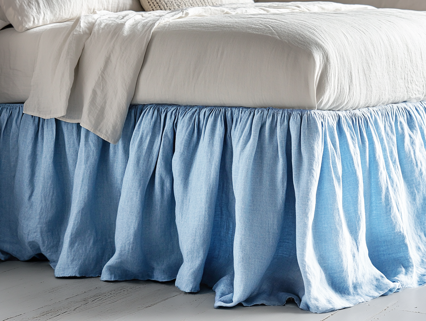 Sky ruffled bed skirt