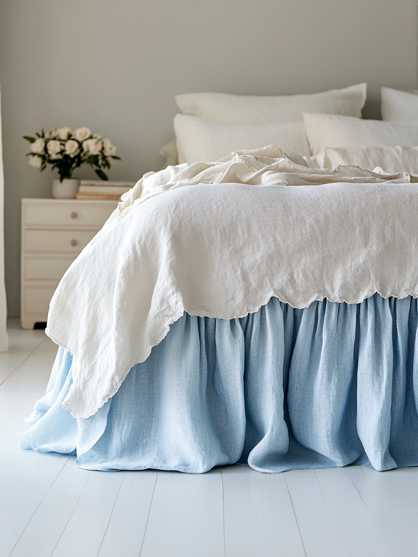 Sky ruffled bed skirt