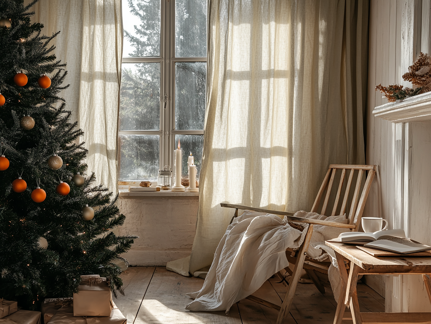 Christmas undyed curtains