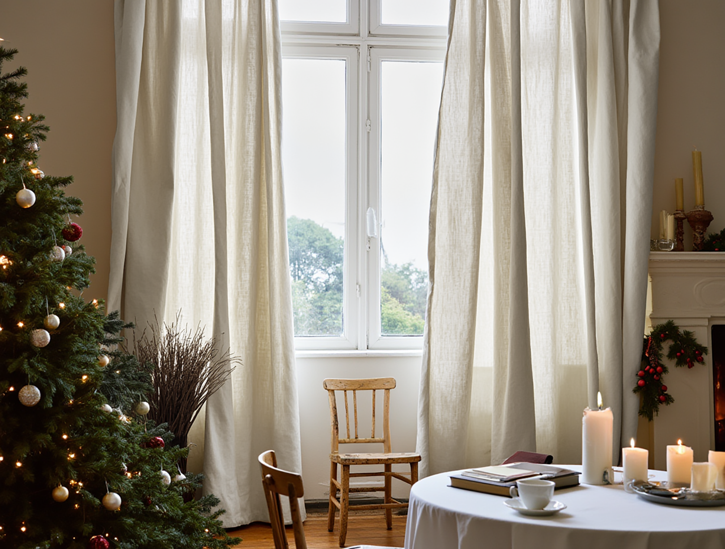 Christmas undyed curtains